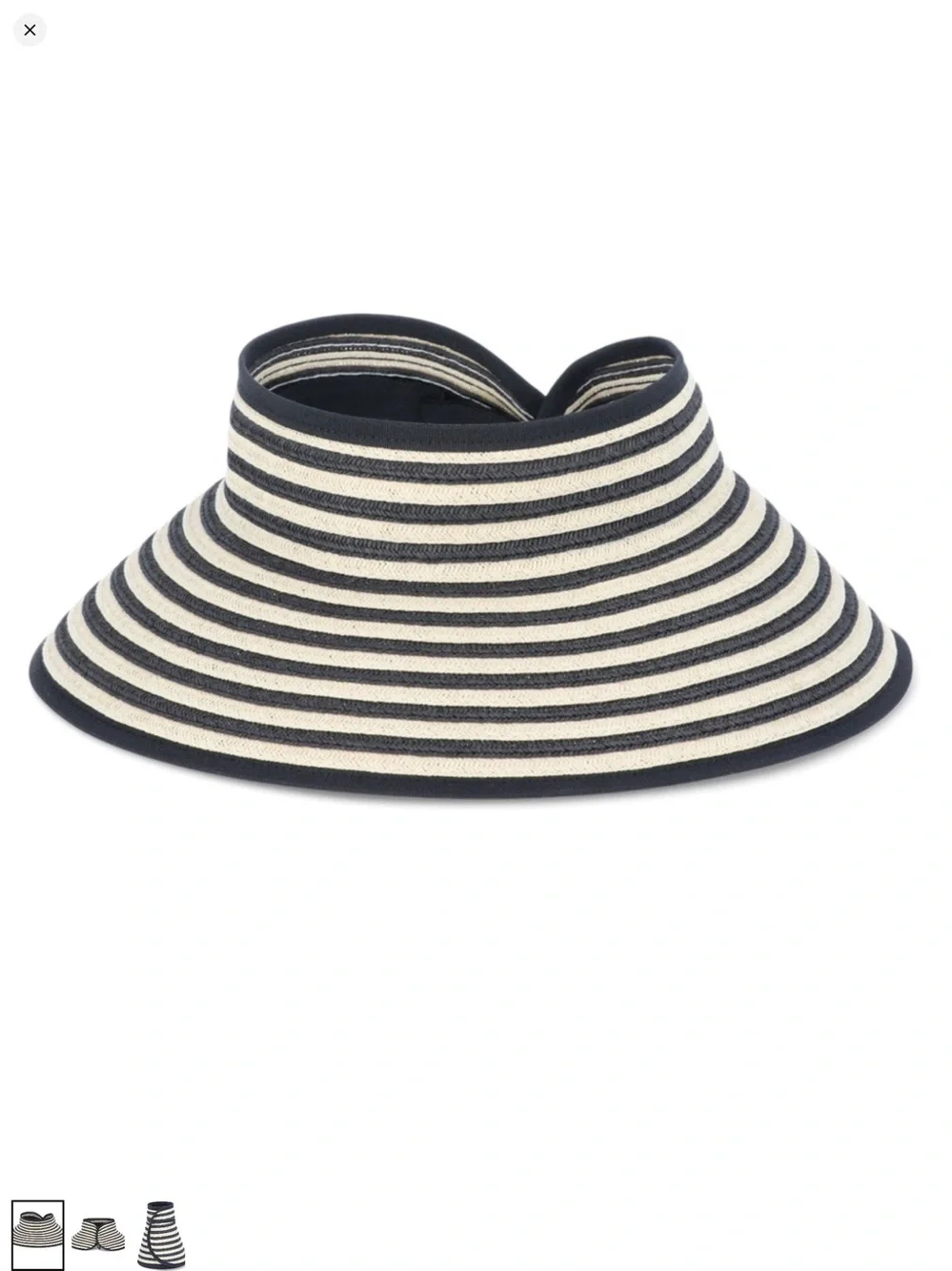 Pack of 3 Women's Wide Brim Packable straw Visors Tan, black Stripe & Black NWT